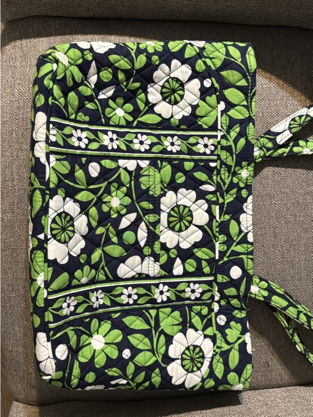 Vera Bradley Quilted Floral Tote in Navy, Green & White